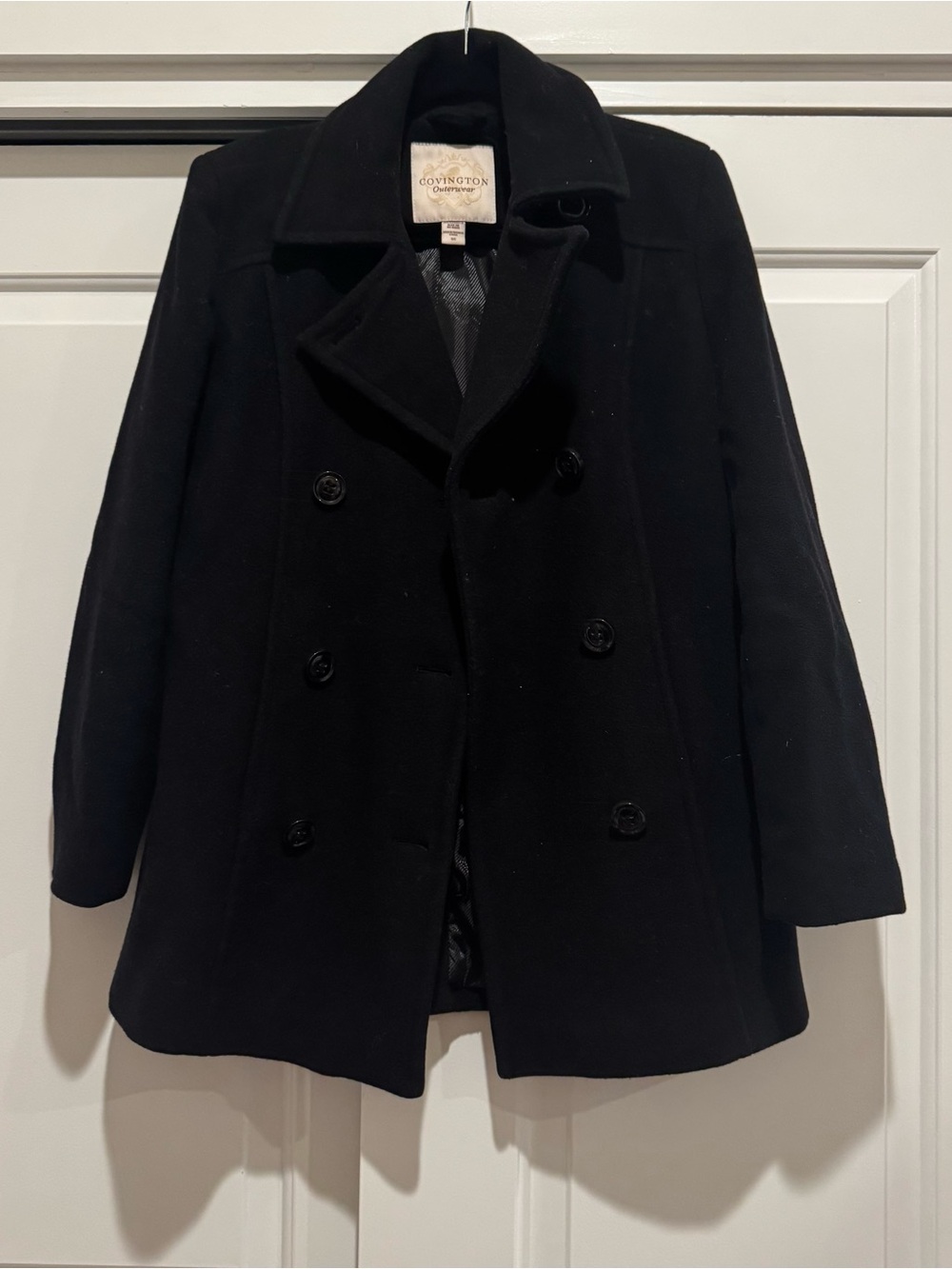 Covington black double-breasted pea coat size small